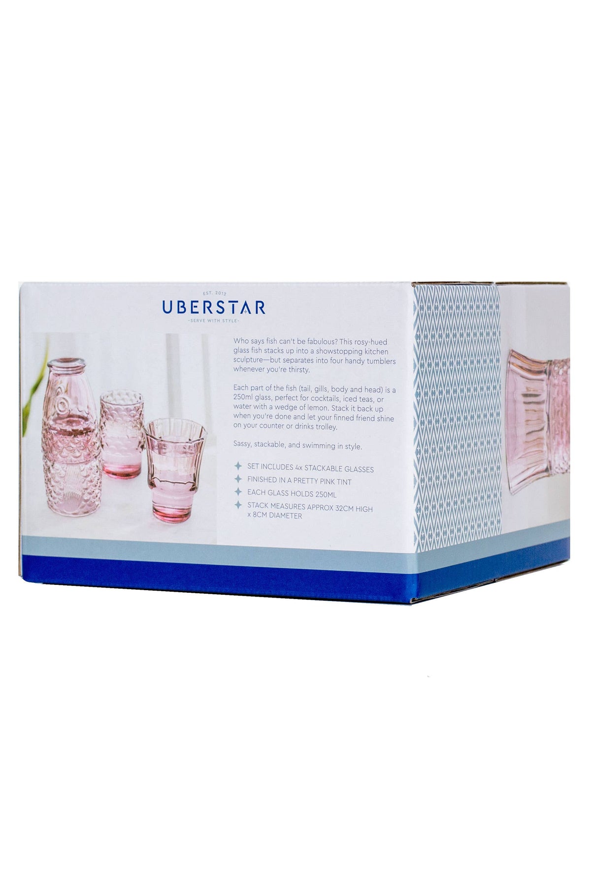 Fish Stacking Drinking Glass - Set of 4 Pink