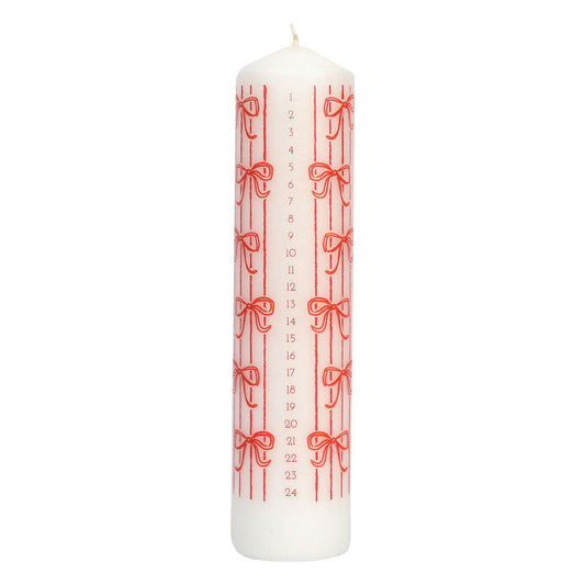 Red Bow Advent Candle | Christmas Countdown Candle 1–24