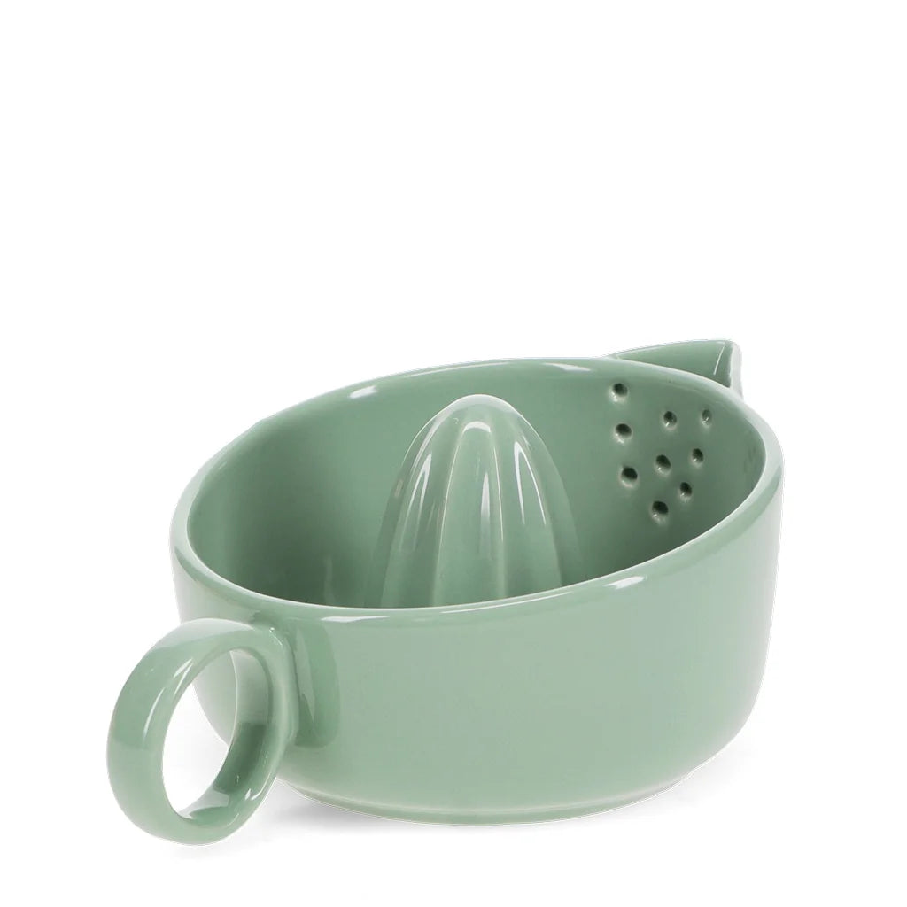 Green Ceramic Lemon Juicer – Stoneware Citrus Squeezer