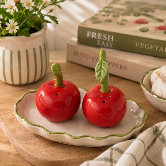 Cherry Salt & Pepper Shakers | Red Ceramic Kitchen Decor