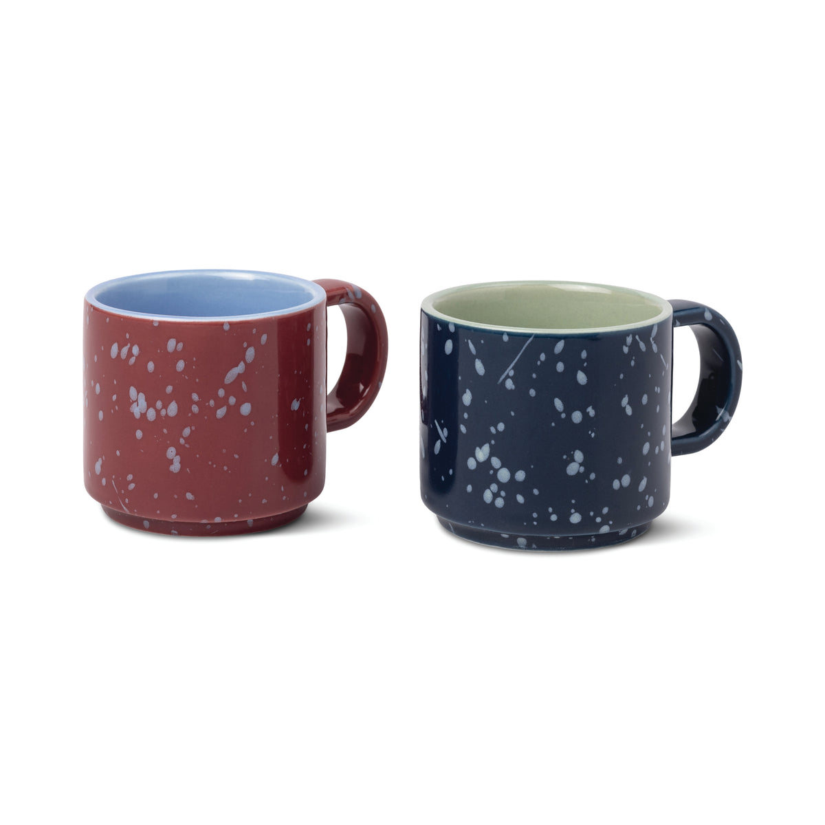 Simon Speckled Ceramic Espresso Cups – Set of 2 | Burgundy & Navy