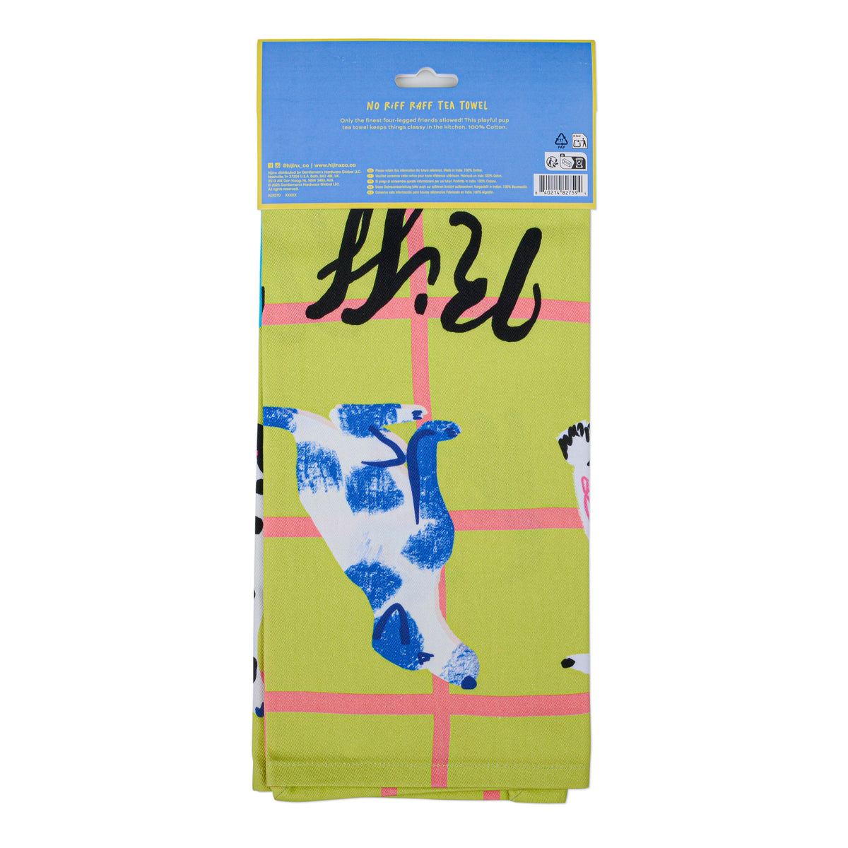 No Riff Raff Dog Tea Towel – Colourful Dog Print Kitchen Towel