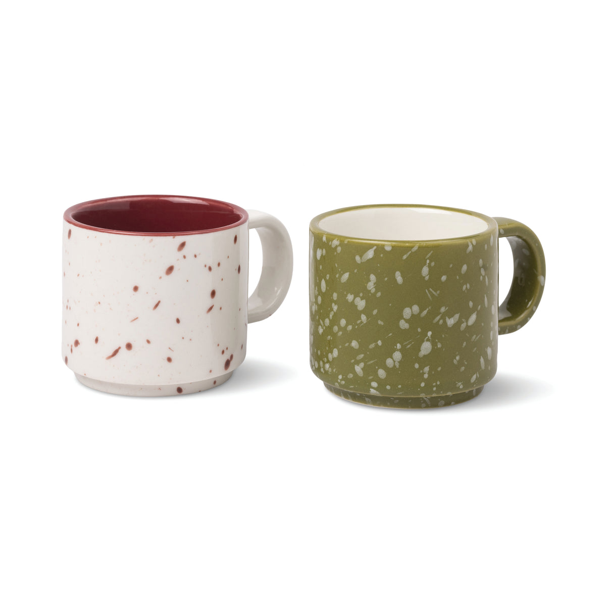 Simon Speckled Ceramic Espresso Cups – Set of 2 | Olive Green & Cream