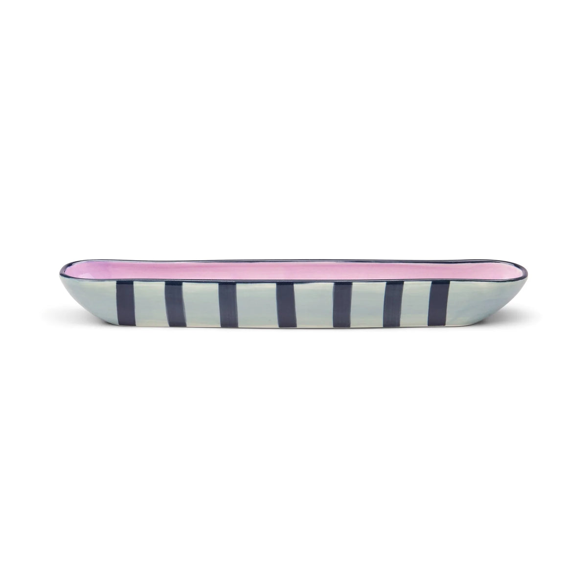 The Dean Striped Ceramic Olive Boat – Decorative Olive Serving Dish