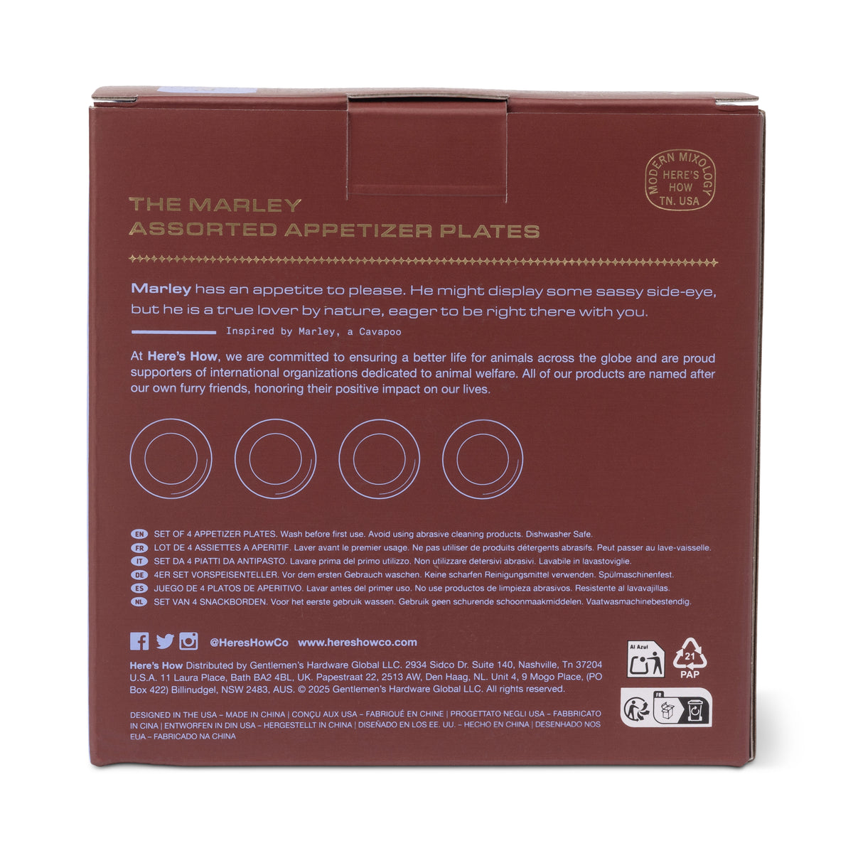 Marley Assorted Appetizer Plates – Set of 4 | 6 Inch Patterned Plates