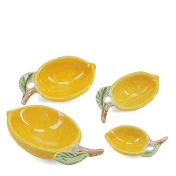 Lemon Shaped Ceramic Measuring Spoons Set of 4 – Yellow Kitchen Measuring Spoons