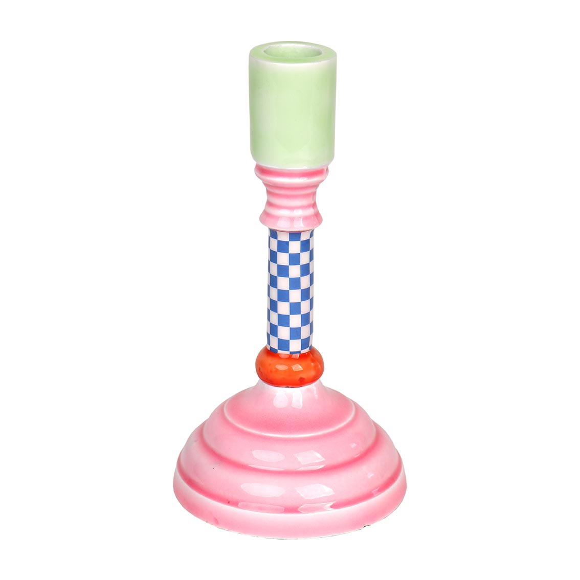 Colourful Enamel Candlestick Holder – Pink, Green & Blue Taper Candle Holder