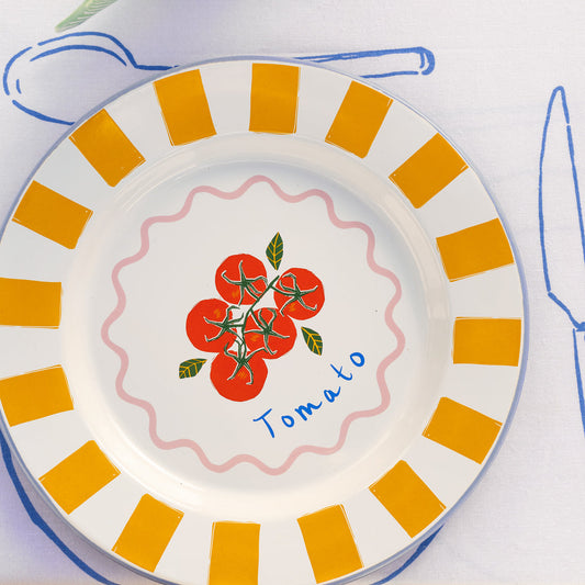 25cm Tomato Enamel Plate – Colourful Vintage Style Dinner Plate