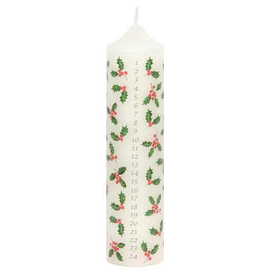 Holly Advent Candle – Christmas Countdown Candl