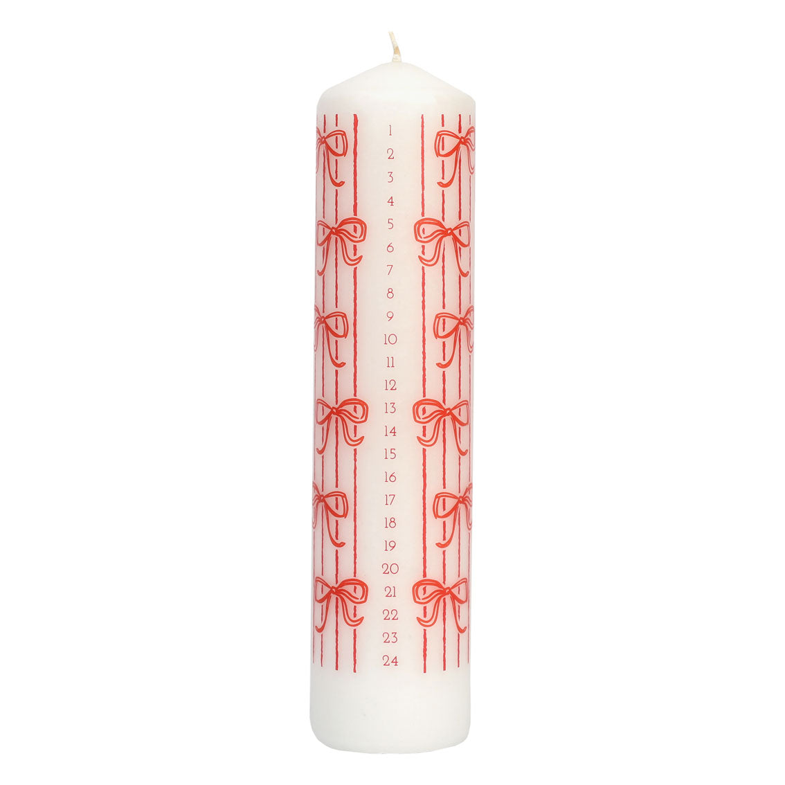 Red Bow Advent Candle | Christmas Countdown Candle 1–24