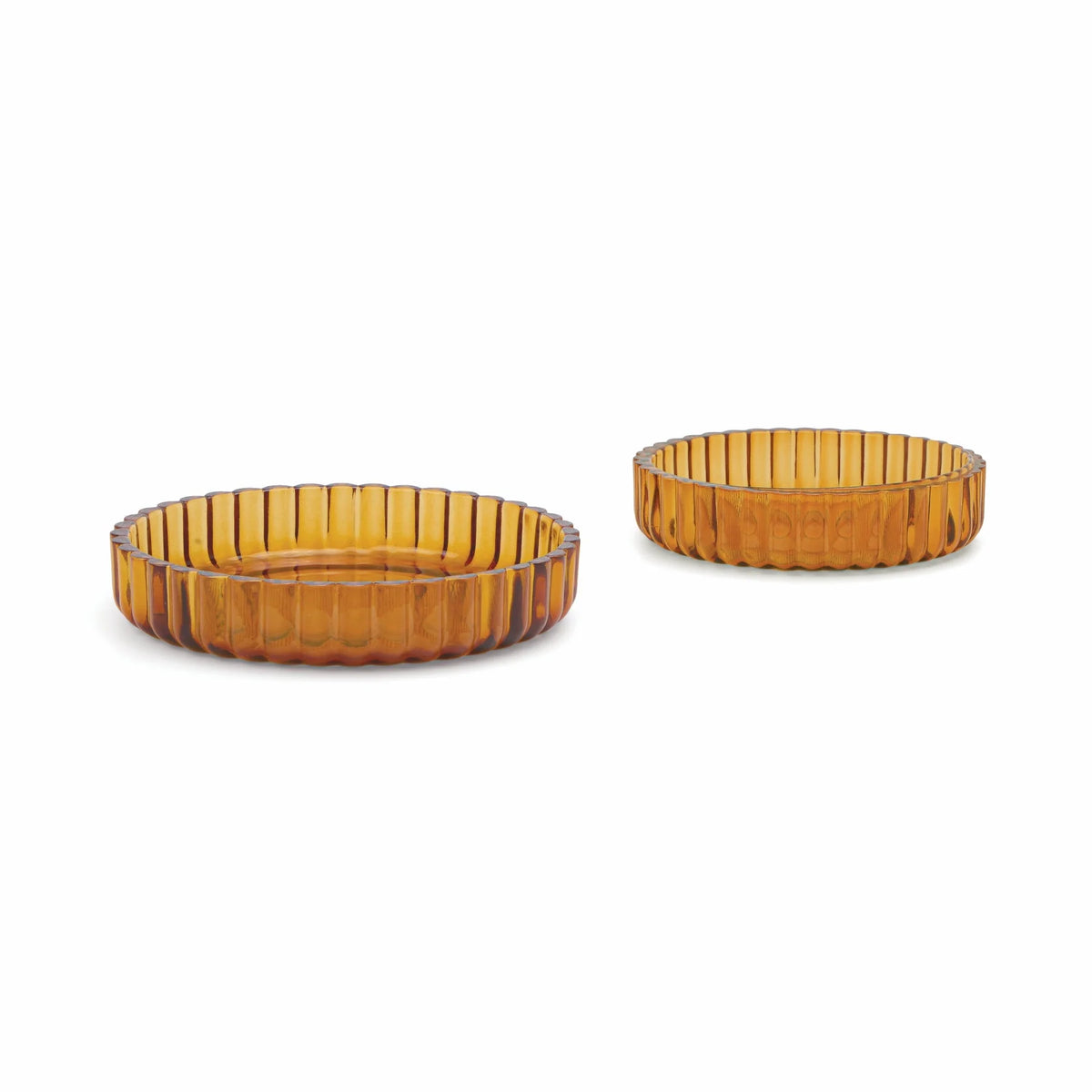 Amber Glass Nesting Bowls – Set of 2 | Ribbed Glass Snack & Trinket Dishes