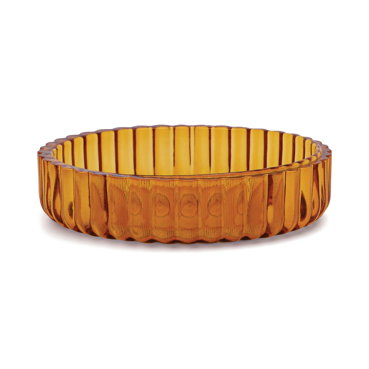 Amber Glass Nesting Bowls – Set of 2 | Ribbed Glass Snack & Trinket Dishes