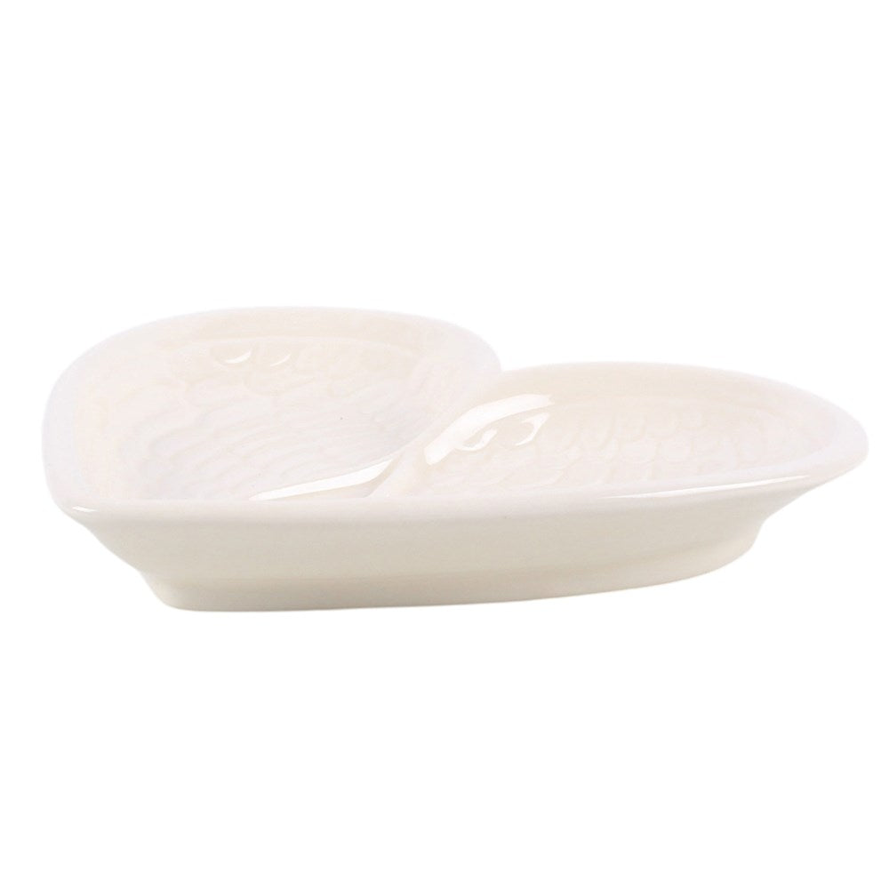 Angel Wing Heart Trinket Dish – White Ceramic Jewellery Dish