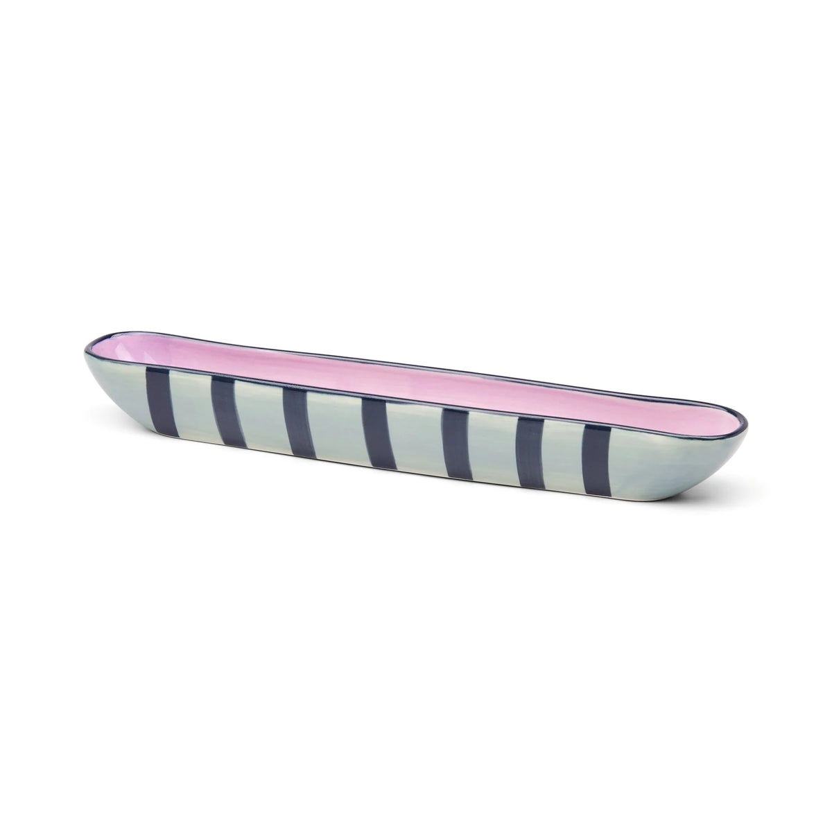 The Dean Striped Ceramic Olive Boat – Decorative Olive Serving Dish