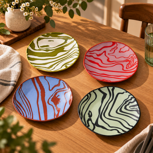 Marley Assorted Appetizer Plates – Set of 4 | 6 Inch Patterned Plates