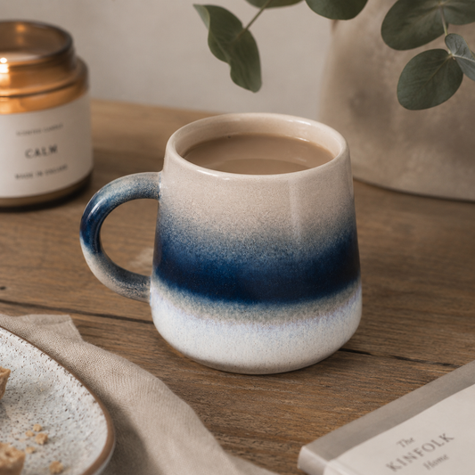 Dusk Mojave Ceramic Mug – Blue Ombre Glazed Coffee Cup