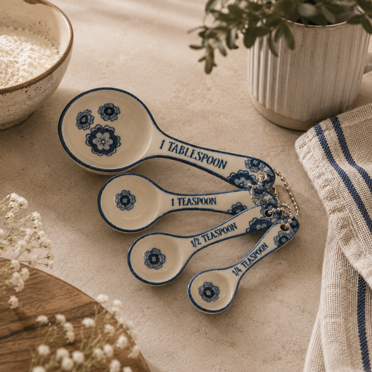 Blue Floral Ceramic Measuring Spoons