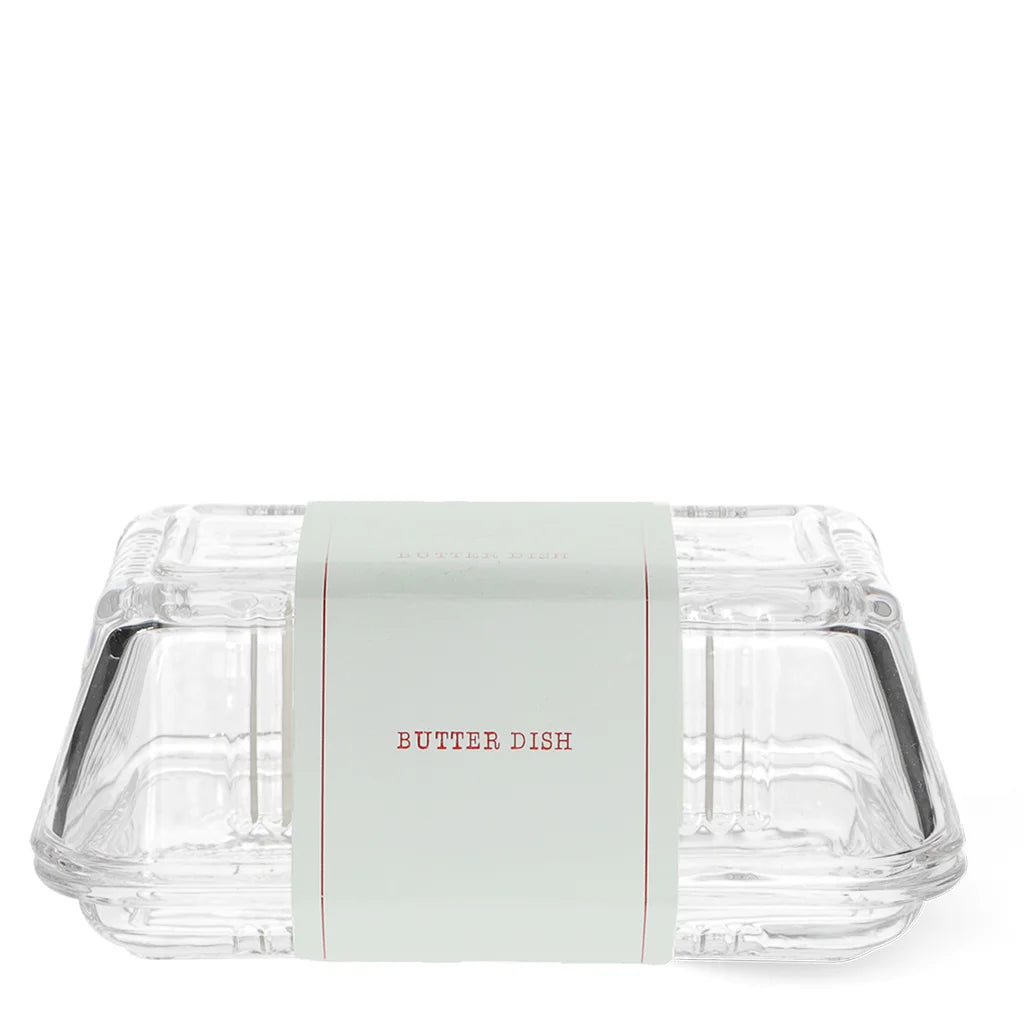 Clear Glass Butter Dish with Lid – Vintage Ribbed Butter Keeper