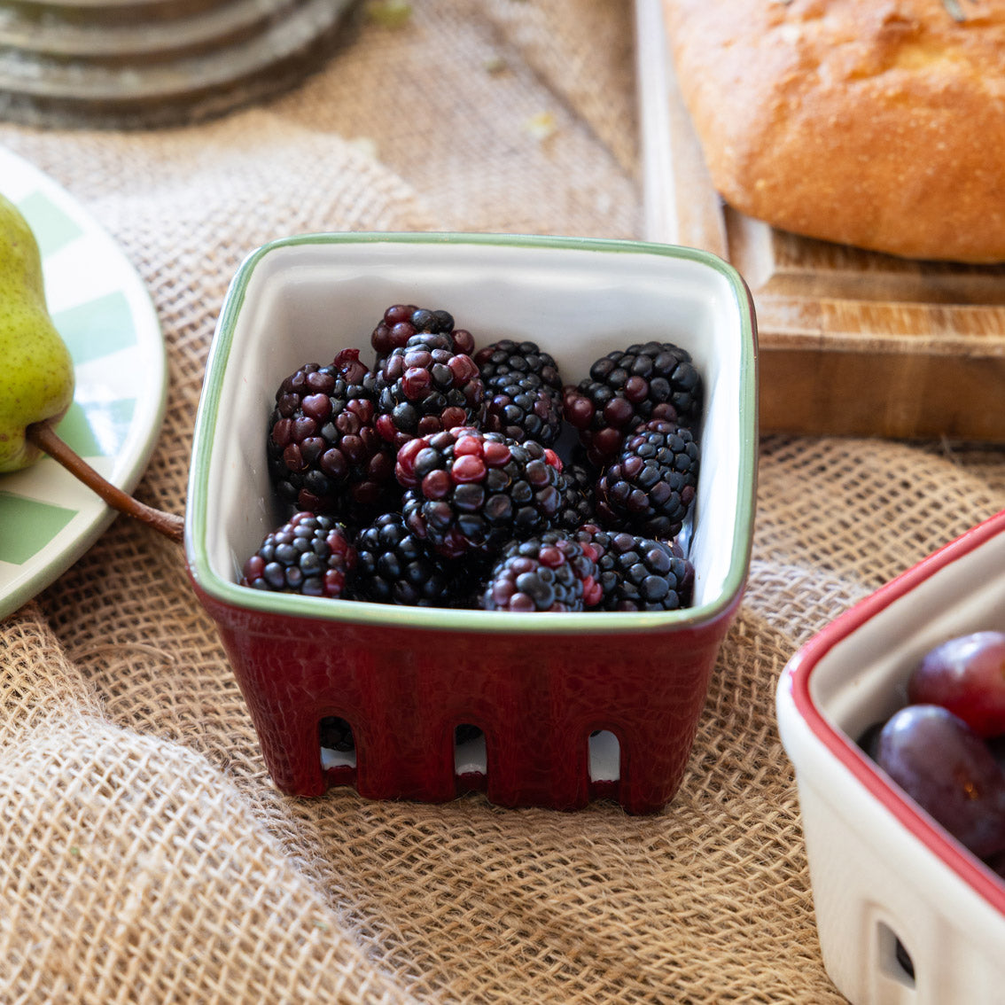 Ceramic Blackberry Berry Basket | Fruit Punnet & Storage Basket