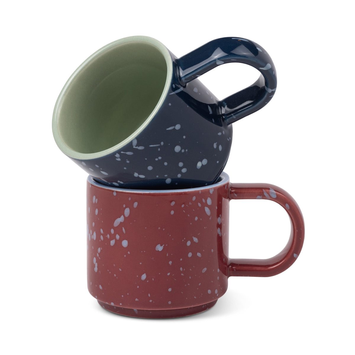 Simon Speckled Ceramic Espresso Cups – Set of 2 | Burgundy & Navy