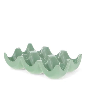 Green Ceramic Egg Holder – 6 Egg Storage Tray for Kitchen