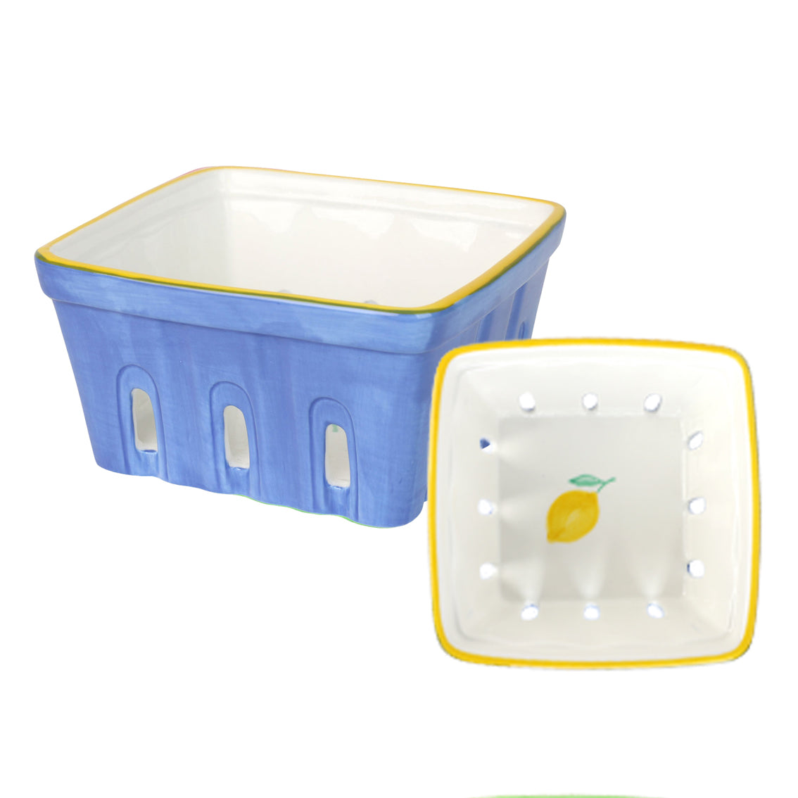 Blue Ceramic Lemon Berry Basket