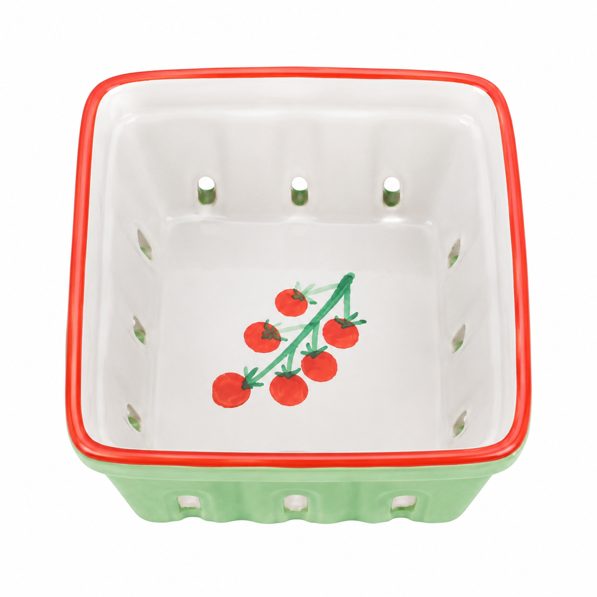Green Ceramic Tomato Berry Basket