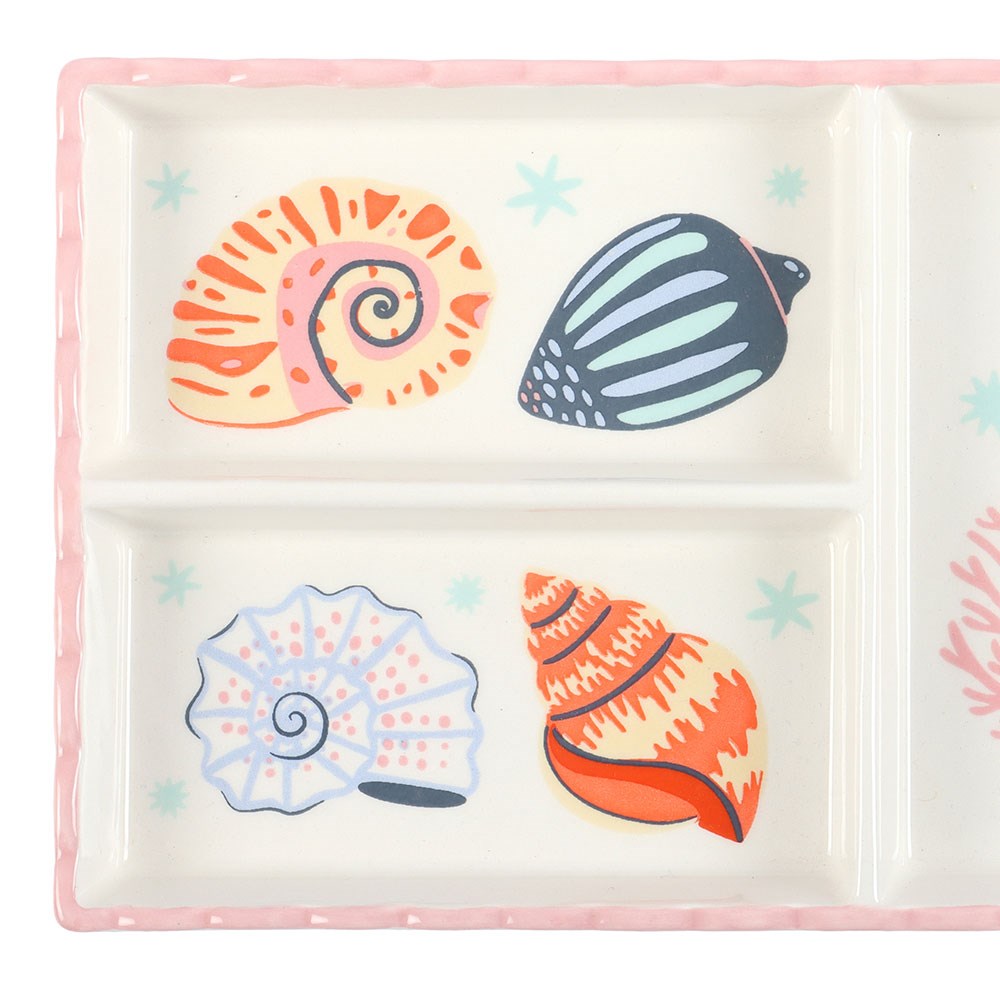 Coastal Shell & Coral Jewellery Tray – Pink Ceramic Trinket Dish