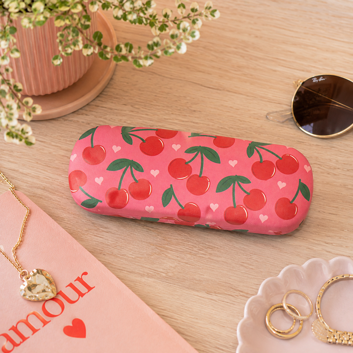 Cherry Print Glasses Case