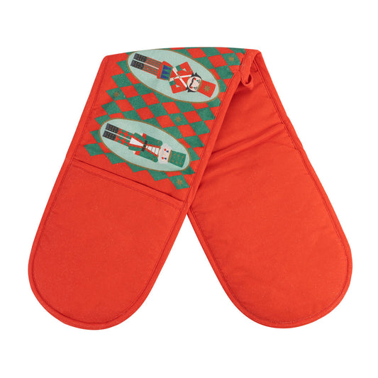 Nutcracker Christmas Double Oven Glove – Red Nutcracker Oven Mitt