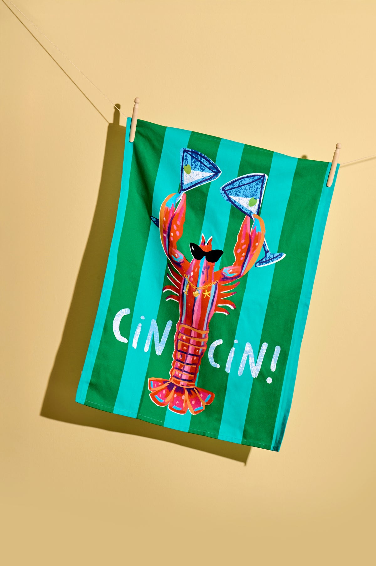 Cin Cin Lobster Cotton Tea Towel
