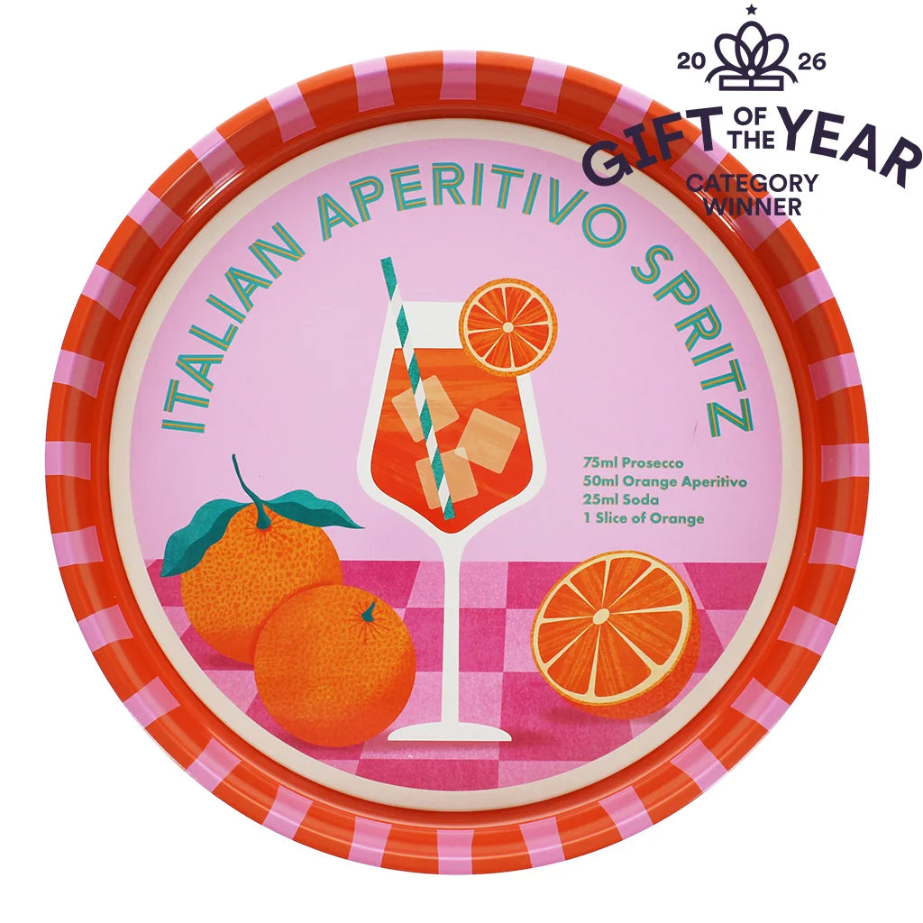 Italian Aperitivo Spritz Serving Tray – Round Metal Cocktail & Drinks Tray