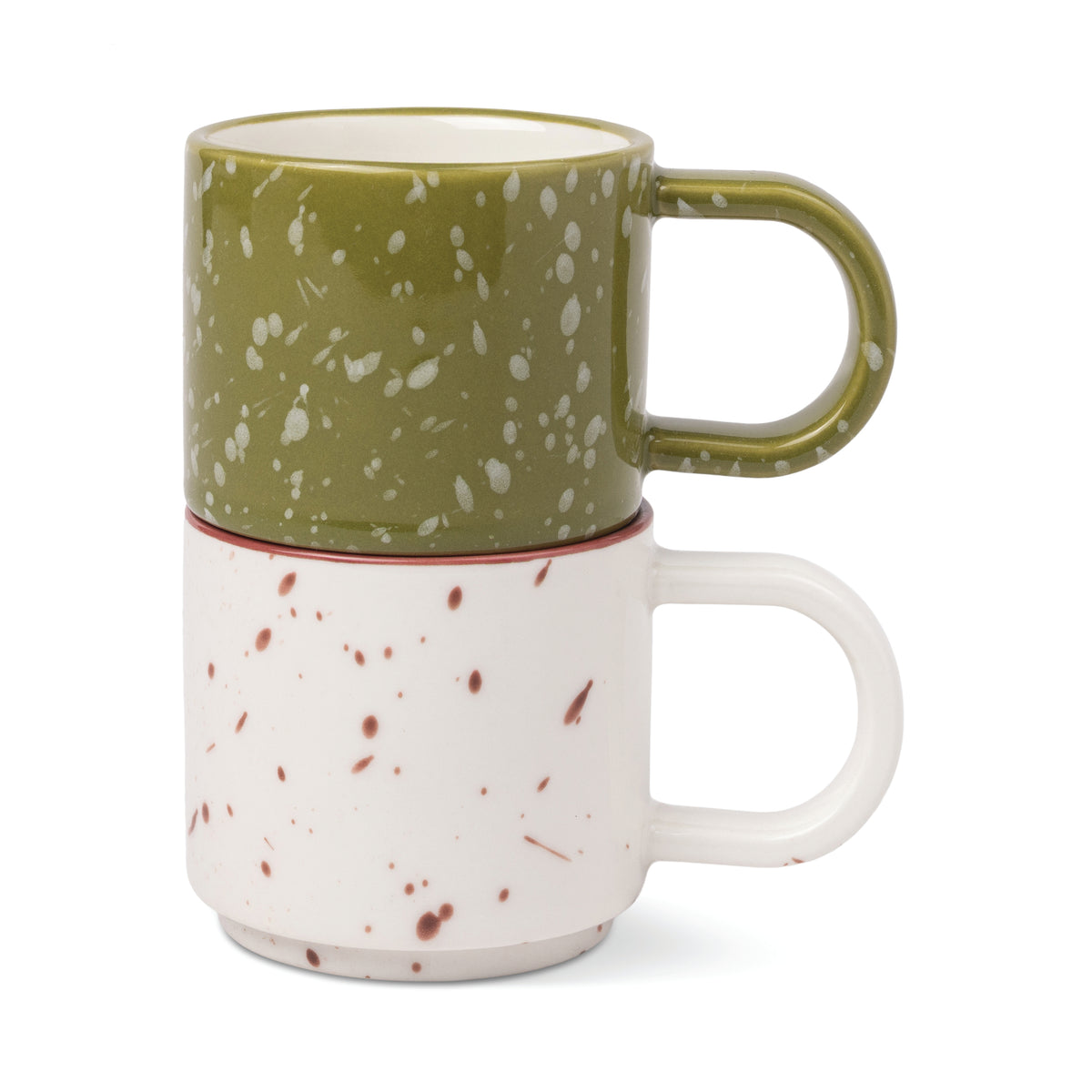 Simon Speckled Ceramic Espresso Cups – Set of 2 | Olive Green &amp; Cream
