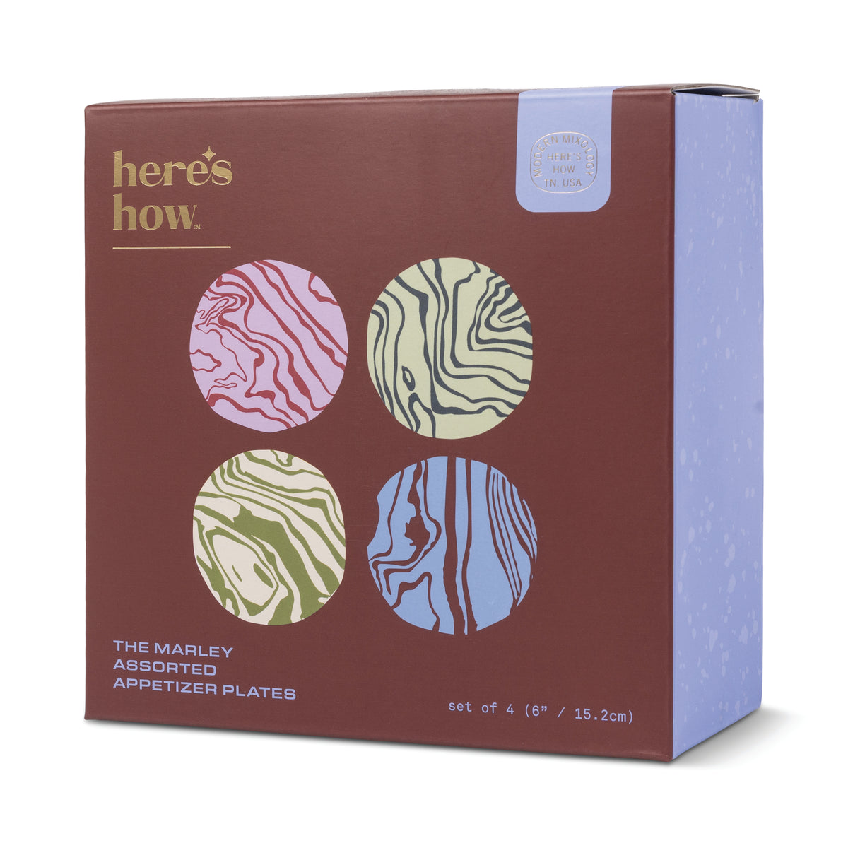 Marley Assorted Appetizer Plates – Set of 4 | 6 Inch Patterned Plates