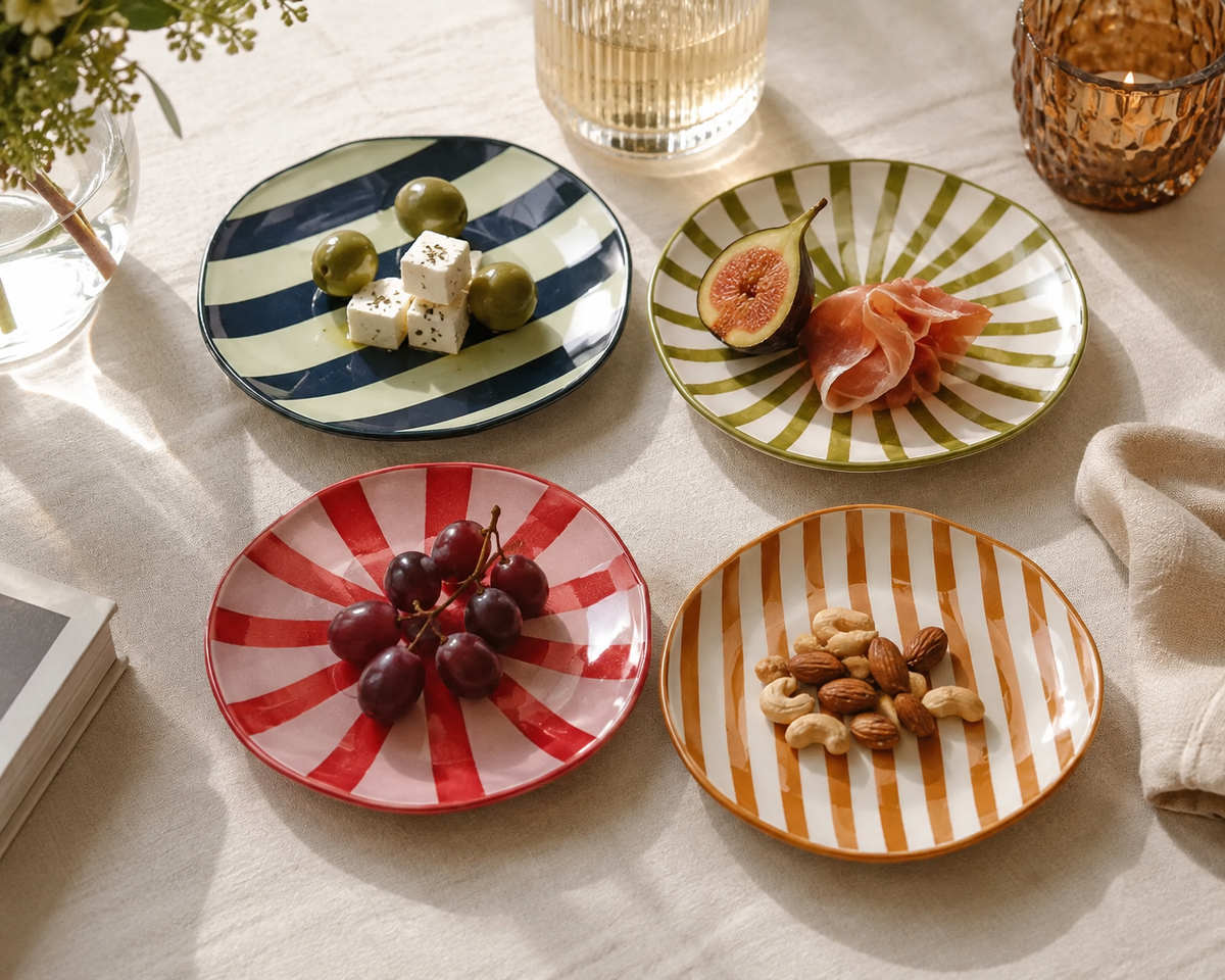The Marley Appetizer Plates – Set of 4 Colourful Snack & Side Plates