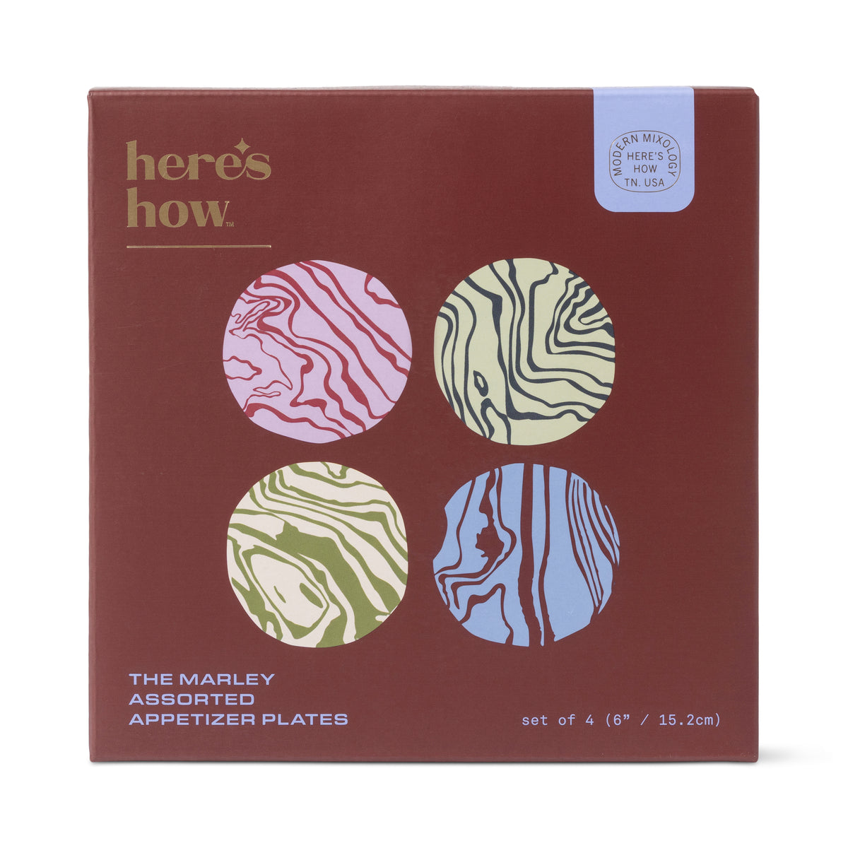 Marley Assorted Appetizer Plates – Set of 4 | 6 Inch Patterned Plates