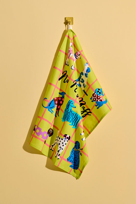 No Riff Raff Dog Tea Towel – Colourful Dog Print Kitchen Towel