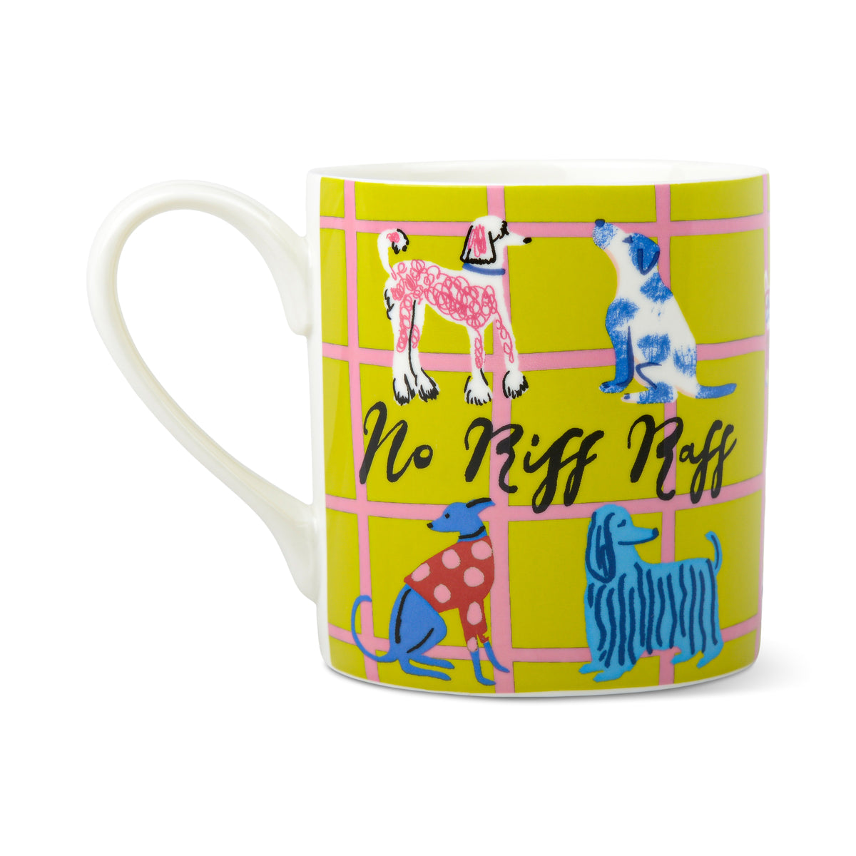No Riff Raff Ceramic Dog Mug – Colourful 325ml Dog Lover Coffee Cup