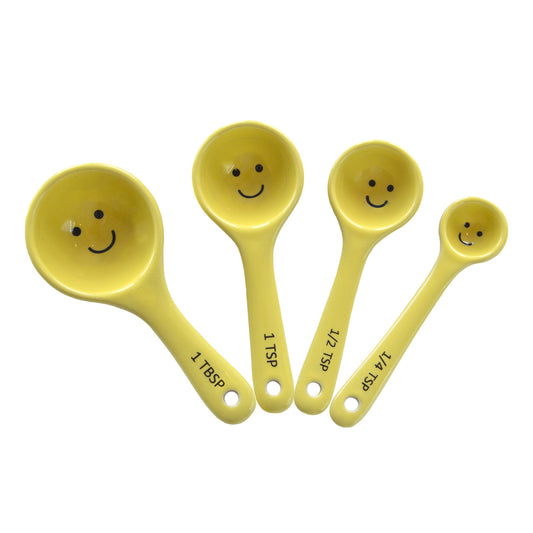 Happy Face Ceramic Measuring Spoons | Yellow Dopamine Decor Kitchenware
