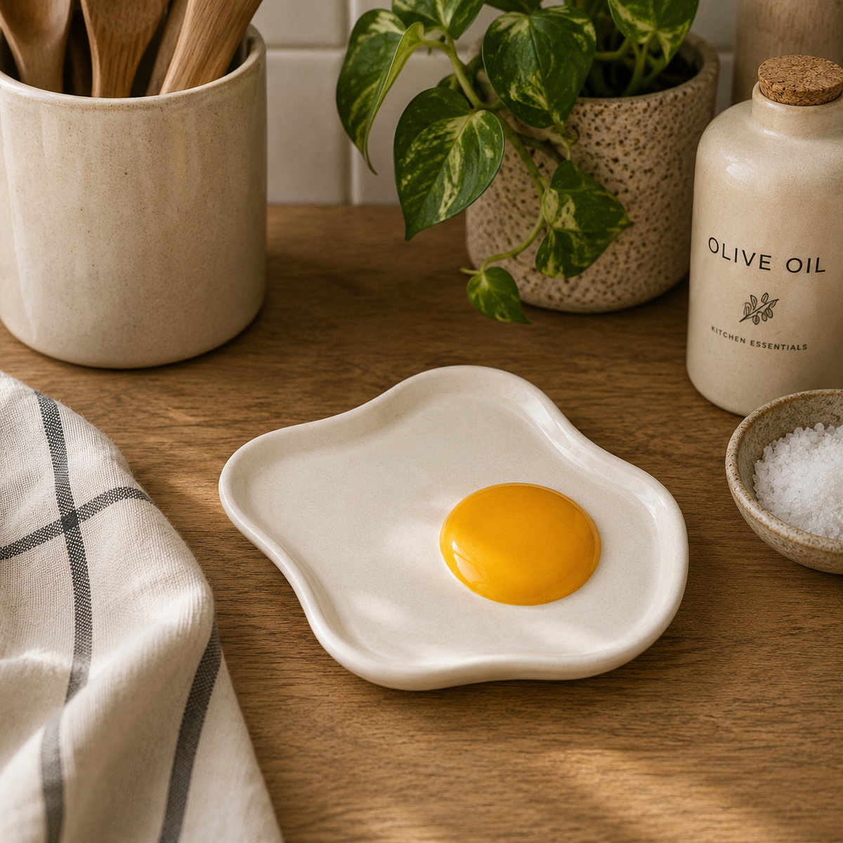 Fried Egg Trinket Dish | Cute Ceramic Ring Holder | Quirky Jewellery Dish Gift