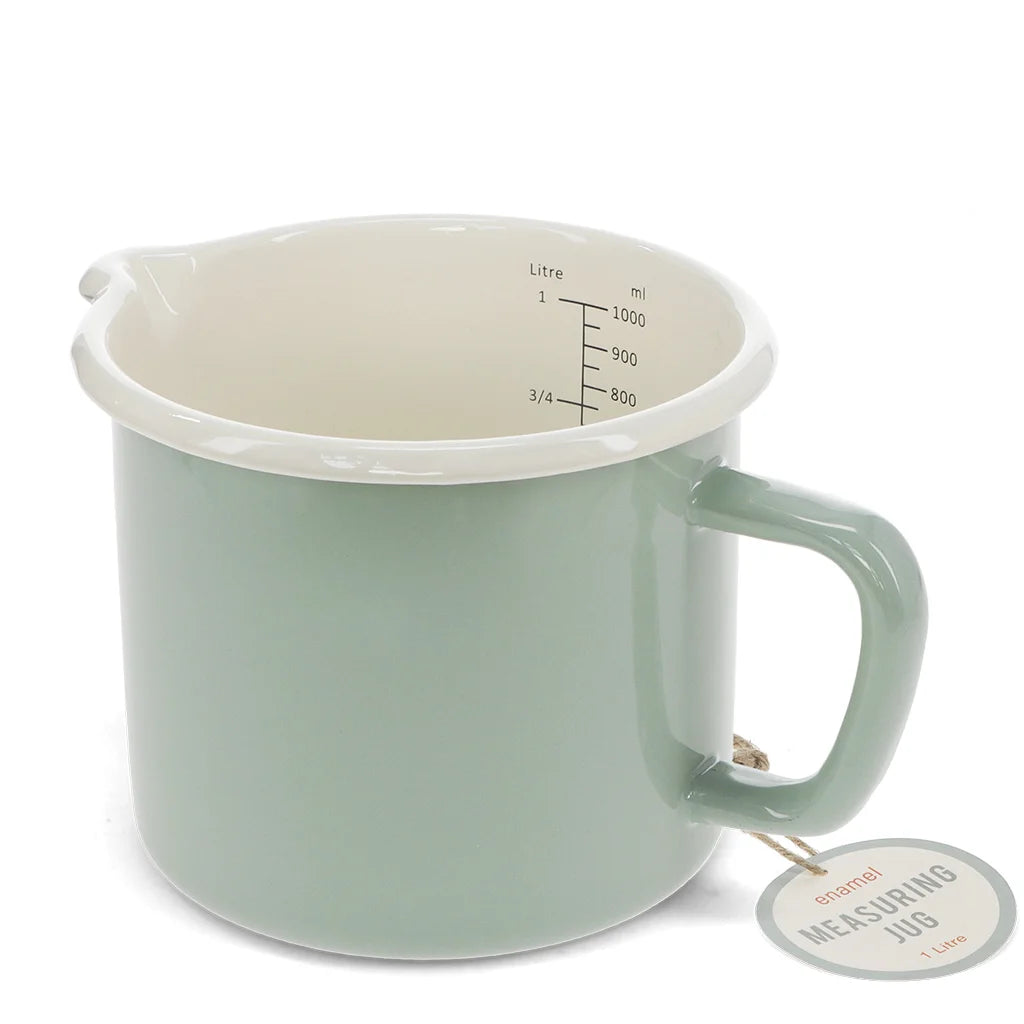 Pistachio Green Enamel Measuring Jug 1 Litre