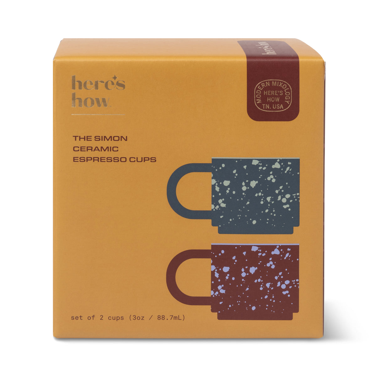 Simon Speckled Ceramic Espresso Cups – Set of 2 | Burgundy & Navy