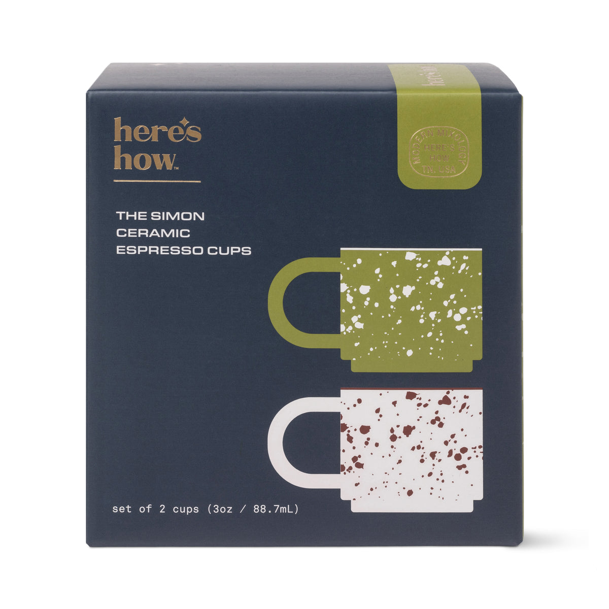 Simon Speckled Ceramic Espresso Cups – Set of 2 | Olive Green &amp; Cream