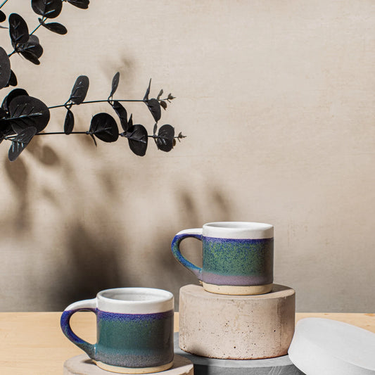 Marlowe Espresso Mugs – Set of 2 Speckled Ceramic Coffee Cups