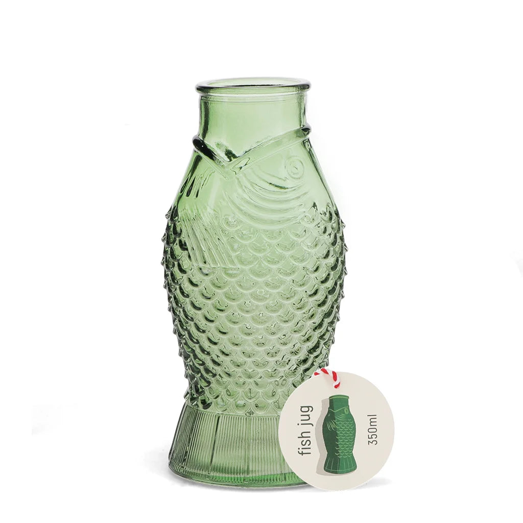 Green Glass Fish Water Jug – 350ml