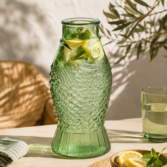 Green Glass Fish Water Jug – 350ml