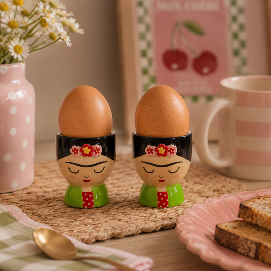 Frida Kahlo Egg Cups – Set of 2 | Ceramic Egg Holders