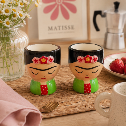 Frida Kahlo Egg Cups – Set of 2 | Ceramic Egg Holders