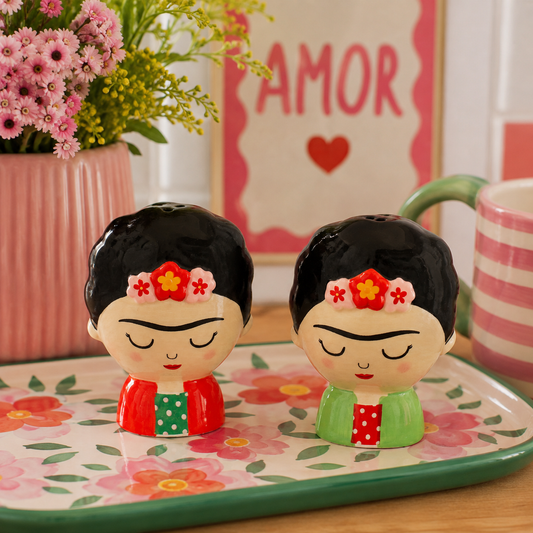 Frida Kahlo Salt & Pepper Shakers | Colourful Ceramic Kitchen Decor