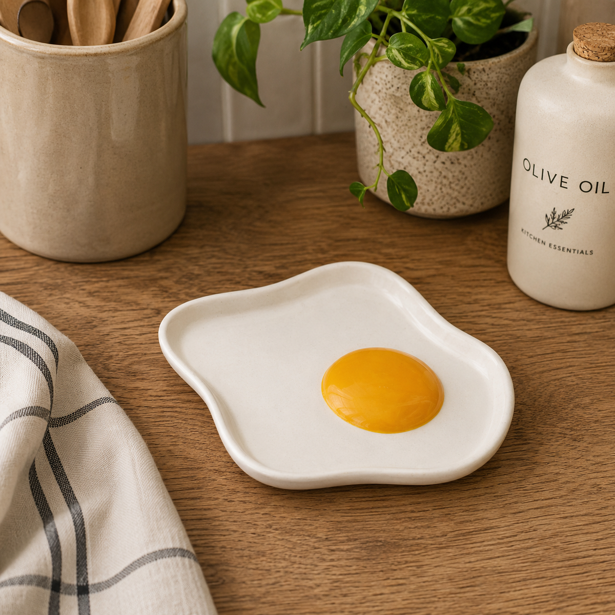 Fried Egg Trinket Dish | Cute Ceramic Ring Holder | Quirky Jewellery Dish Gift